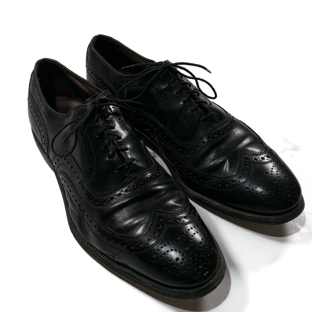 Allen Edmonds McAllister Mens 10D Black Leather Wingtip Dress Shoes Oxford